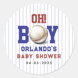 Boy Baseball Baby Shower Cute Sports Party Classic Round Sticker
