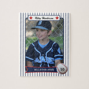 Boy Baseball Card Photo Jigsaw Puzzle