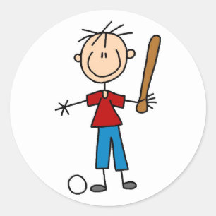 Boy Baseball Player Sticker