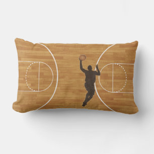 Boy Basketball Court Lumbar Throw Pillow
