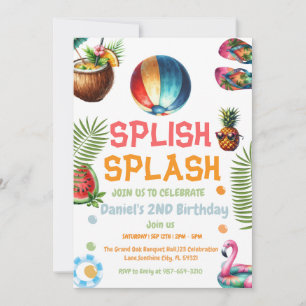 Boy Beach Ball Pool Party Invitation Birthday