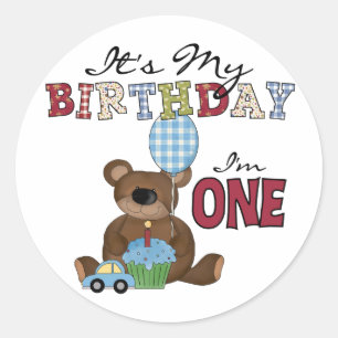 Boy Bear 1st Birthday Tshirts and Gifts Classic Round Sticker