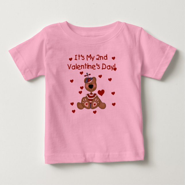 Boy Bear 2nd Valentine's Day Baby T-Shirt (Front)
