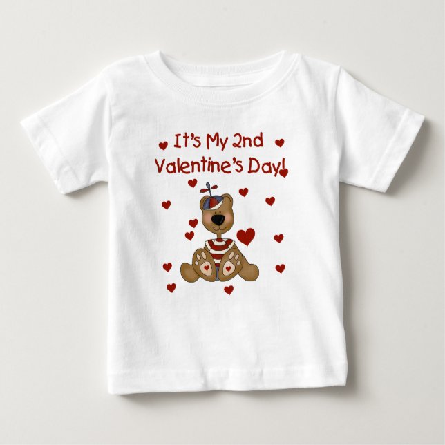 Boy Bear 2nd Valentine's Day Baby T-Shirt (Front)