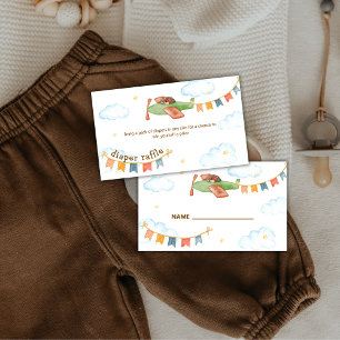 Boy Bear Airplane Sky Diaper Raffle Baby Shower Enclosure Card