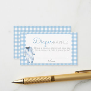 Boy Bear Baby Shower Diaper Raffle Card