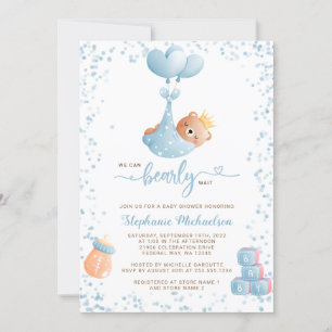 Boy Bear Baby Shower with Book Request Invitation