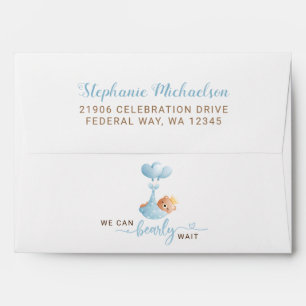 Boy Bear Blue Baby Shower Envelope