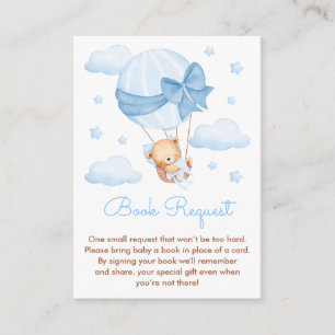 Boy Bear Blue Balloon Baby Shower Book Request Enclosure Card