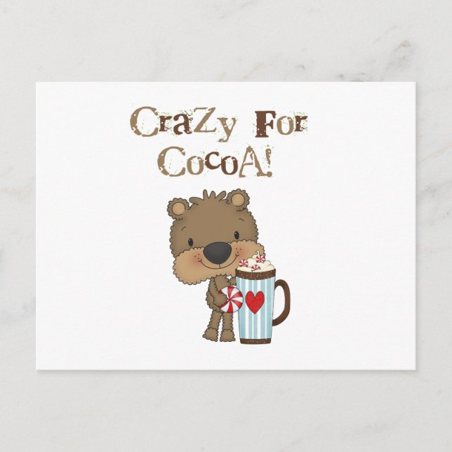 Boy Bear Crazy For Cocoa Holiday Postcard (Front)