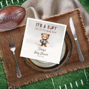 Boy Bearly Wait American Football Baby Shower  Napkin