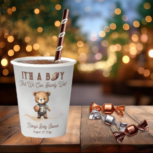 Boy Bearly Wait American Football Baby Shower Paper Cups