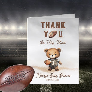 Boy Bearly Wait American Football Baby Shower Thank You Card