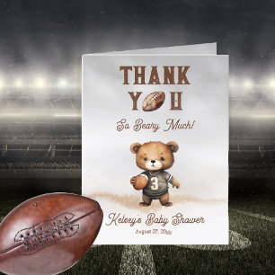Boy Bearly Wait American Football Baby Shower Thank You Card
