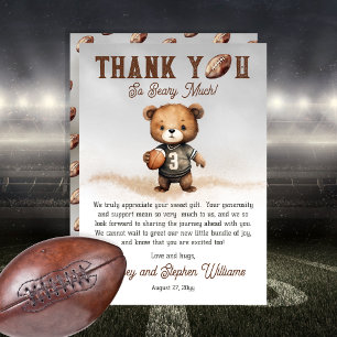 Boy Bearly Wait American Football Baby Shower Thank You Card
