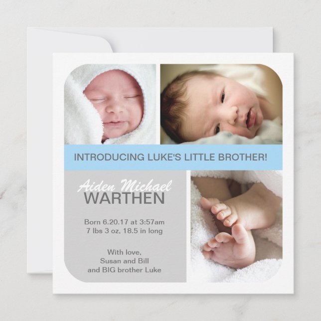 BOY Birth announcement Big & Little brothers (Front)