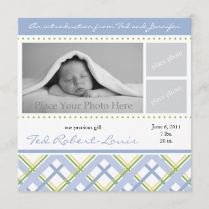 Boy Birth Announcement - Photo Card