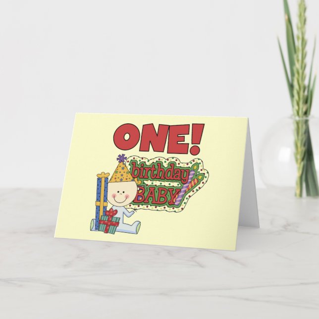Boy Birthday Baby 1st Birthday Tshirts and Gifts Card (Front)