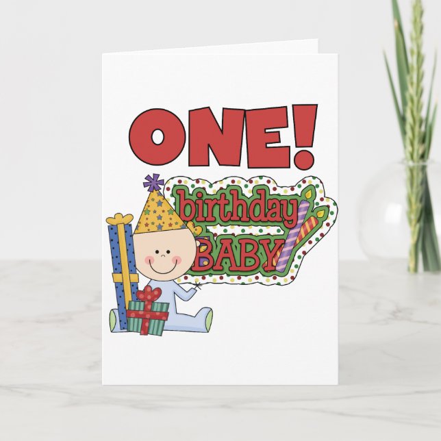 Boy Birthday Baby 1st Birthday Tshirts and Gifts Card (Front)