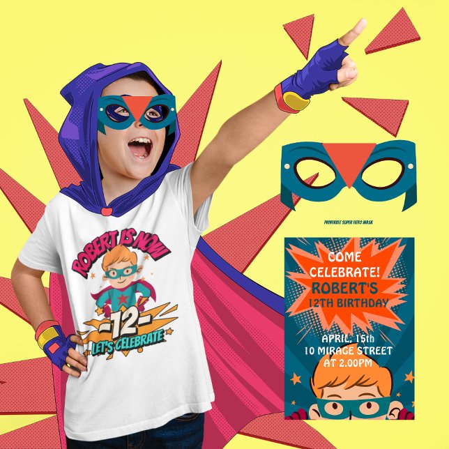 Boy Birthday Bash - Blue and Orange Super Hero Invitation (Creator Uploaded)