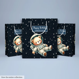 Boy Birthday Gift Bag with Astronaut Teddy Bear