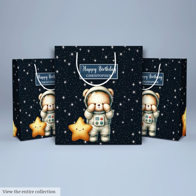 Boy Birthday Gift Bag with Space Explorer Bear (Boy Birthday Gift Bag with Space Explorer Bear)