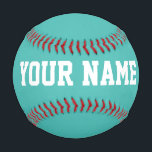 Boy Birthday gift idea custom name text turquoise Baseball<br><div class="desc">Create your unique Boy Birthday gift turquoise light blue custom name text Baseball adding your own personalised name, year, slogan, message or any text. Customisable cute baseball gift game for boy, boyfriend, dad, grandpa, cheerleaders, teen, teenager, baby boy, players, teammates, fans. Choose your favourite team and use any background colour....</div>