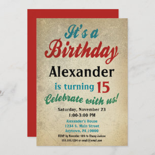 Boy Birthday Invitation Teen Tween Kids Any Age