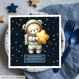 Boy Birthday Napkins with Astronaut Teddy Bear