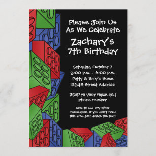 Boy Birthday Party - Building Blocks Invitation