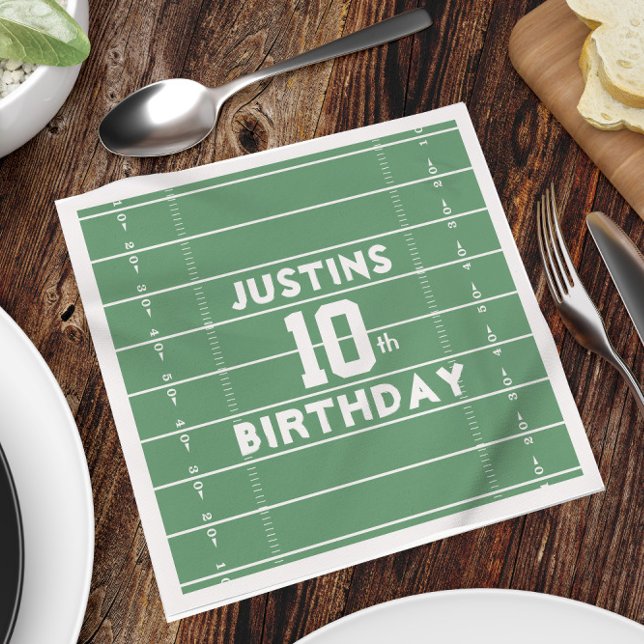 Boy Birthday Party Football Personalised Napkin (Creator Uploaded)