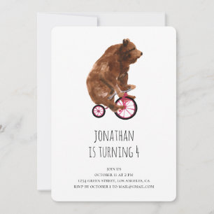 Boy birthday party invitation. Cute bear. Kids Invitation