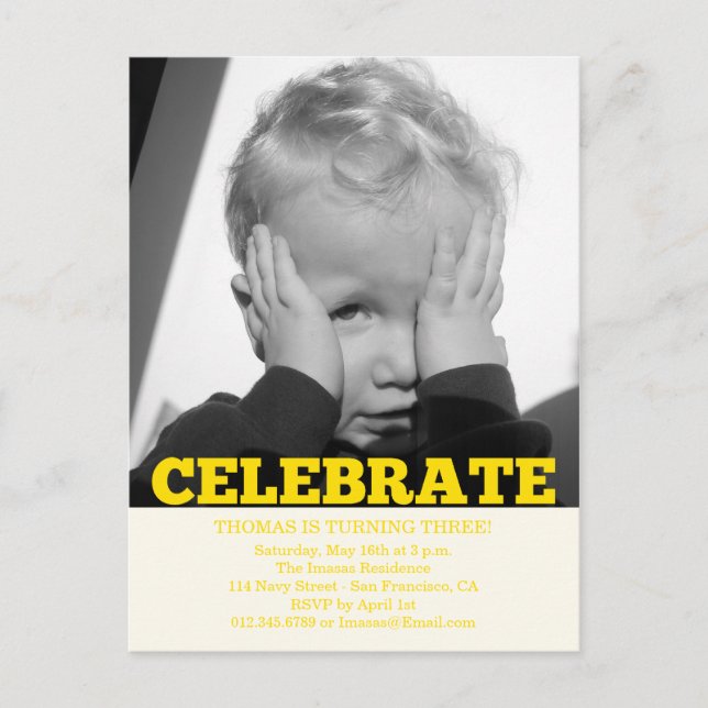 Boy Birthday Party Photo Invitations (Front)