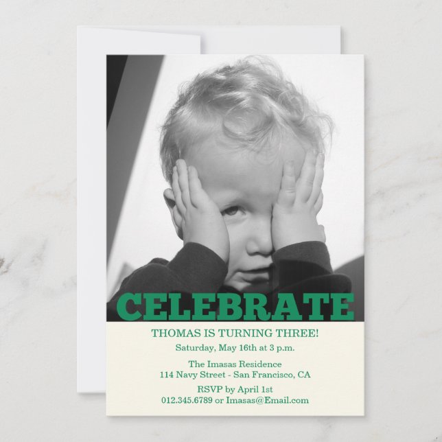 Boy Birthday Party Photo Invitations (Front)