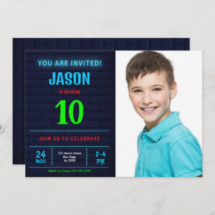 Boy Birthday Photo Invitation