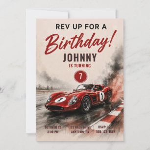 Boy Birthday Racing Car Invitation
