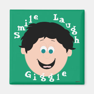 Boy Black Hair Laughing Faces Magnet