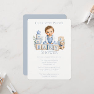 Boy Blocks Baby Shower Invitation