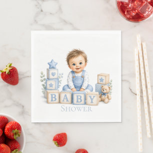 Boy Blocks Baby Shower Napkin