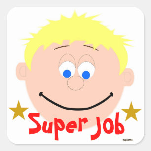 Boy Blonde Blue Eyes Super Job Sticker