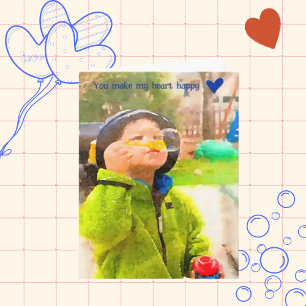 Boy blowing bubble Joyful Valentine's Day Card
