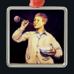 Boy Blowing Bubbles, by Edouard Manet, Metal Ornament<br><div class="desc">Boy Blowing Bubbles,  popular realism painting by French artist,  Edouard Manet.</div>