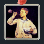 Boy Blowing Bubbles, by Edouard Manet, Metal Ornament<br><div class="desc">Boy Blowing Bubbles,  popular realism painting by French artist,  Edouard Manet.</div>