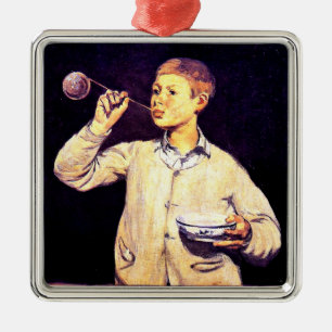 Boy Blowing Bubbles, by Edouard Manet, Metal Ornament