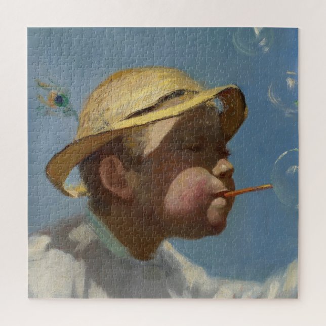 Boy Blowing Bubbles (by Paul Peel) Jigsaw Puzzle (Vertical)