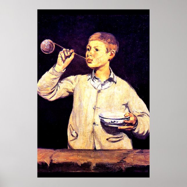 Boy Blowing Bubbles, painting by Edouard Manet Poster (Front)