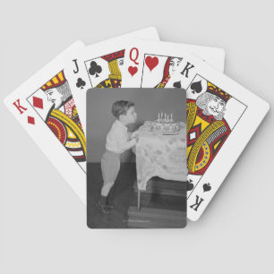 Boy Blowing Out Candles Playing Cards