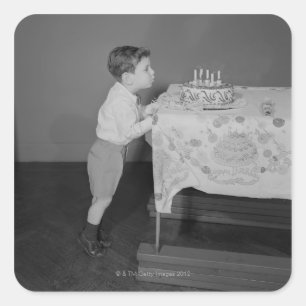 Boy Blowing Out Candles Square Sticker