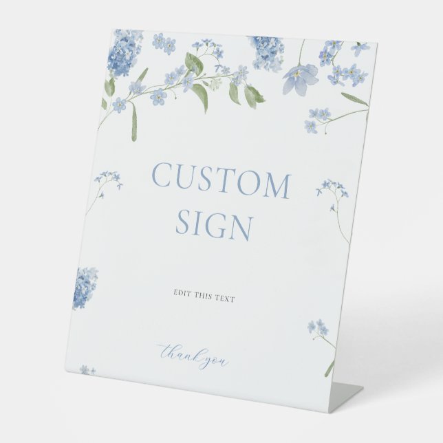 Boy Blue Baby in Bloom Baby Shower Custom Sign (Front)