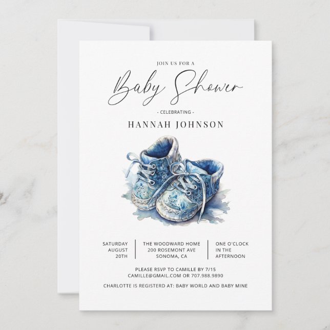 Boy Blue Baby Shower  Invitation (Front)